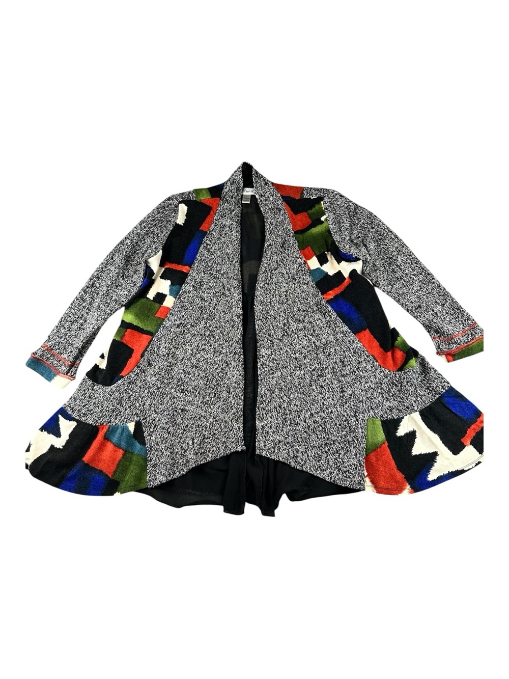 Anes A Art to Wear Patchwork Cardigan L Lagenlook Draped Boho - Picture 4 of 11